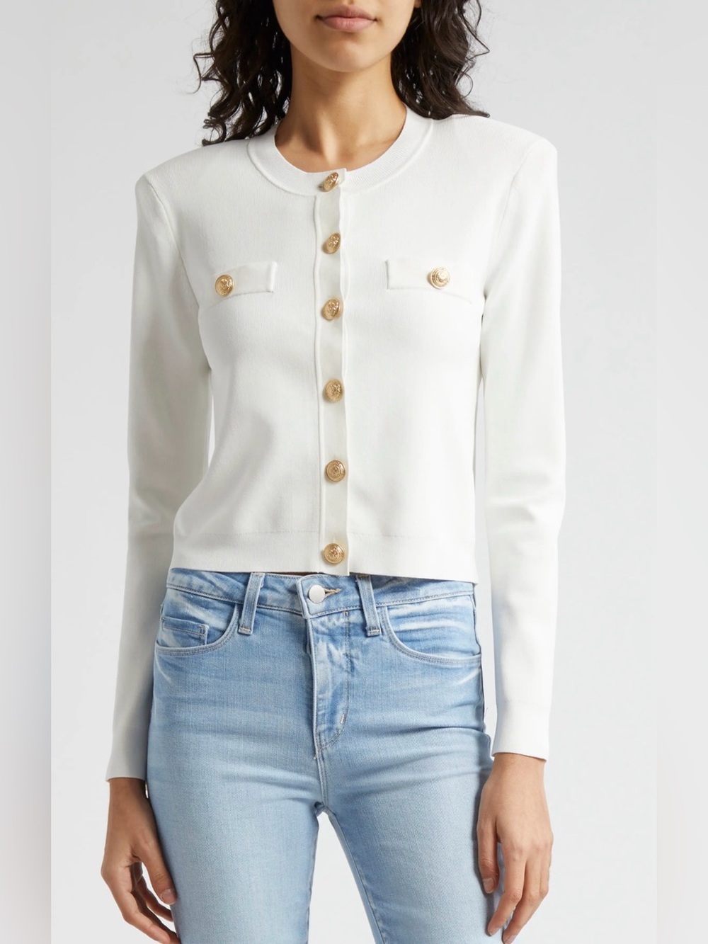 L'AGENCE Women's Ivory Toulouse Crewneck Cardigan Size XS- CUTE!